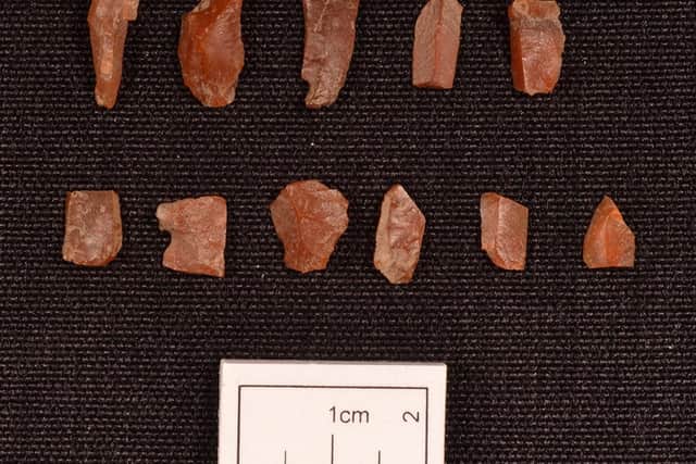 More than 700 pieces of tool were found at the River Tay estuary south of Perth with the site likely home to a number of settlements of hunter gatherers. PIC: ARO.