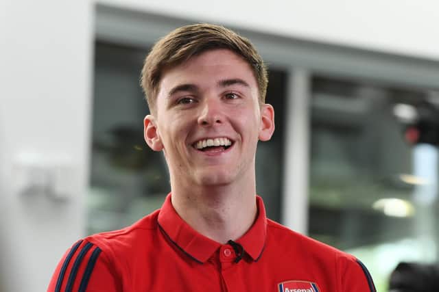 Kieran Tierney pictured after making his switch to Arsenal