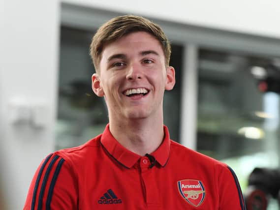 Kieran Tierney pictured after making his switch to Arsenal