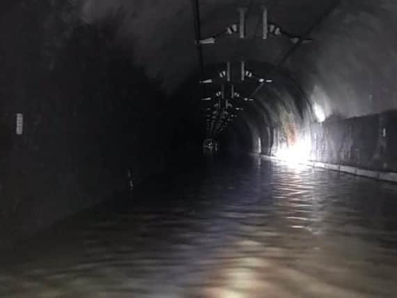 Tracks in the Winchburgh Tunnel were under 2ft of floodwater. Picture: Network Rail Scotland