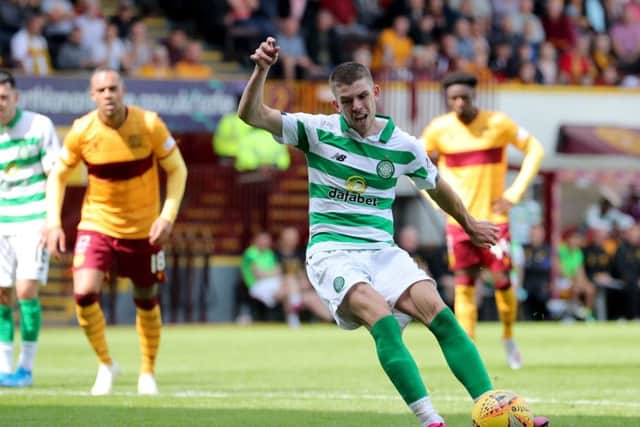 Ryan Christie rounded off what was ultimately a very comfortable win for Celtic at Fir Park by scoring a penalty in the 86th minute. Picture: PA