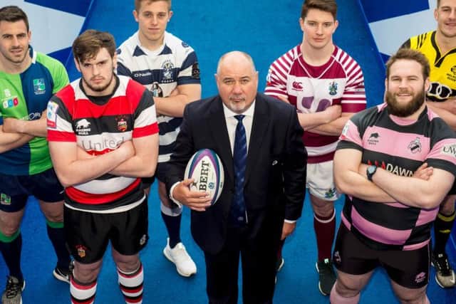 SRU Chief Executive Mark Dodson with representatives of the six Super6 teams