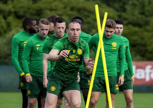 Scott Brown in training at Lennoxtown yesterday. Picture: SNS.