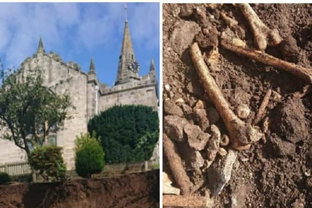 Bones were found on the street near the Newburn Parish Church in Upper Largo. Pictures: Fife Today