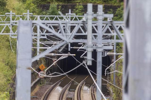 More than 50 Glasgow to Edinburgh services were cancelled on Monday as torrential rain again flooded Winchburgh Tunnel in West Lothian (pictured).