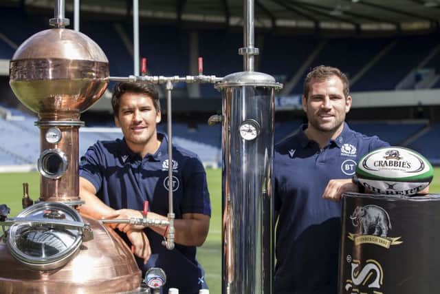 Sam Johnson, left, and Fraser Brown at the launch of the SRU's sponsorship deal with Crabbie's ginger beer. 

Picture: SNS