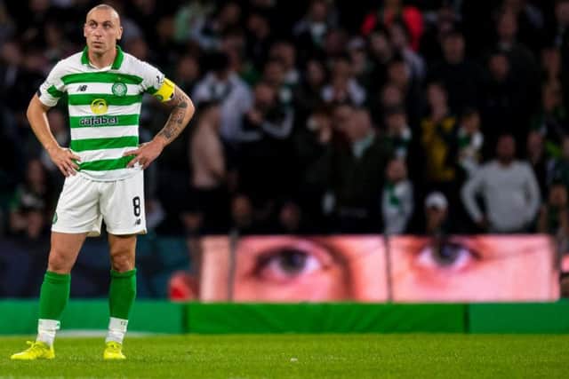 Scott Brown deflated at Celtic Park. Picture: SNS