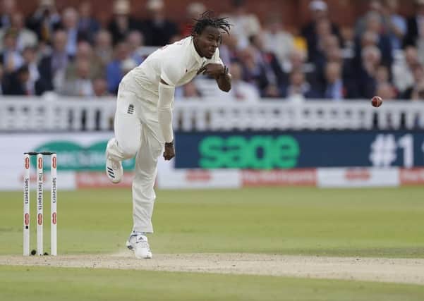 Jofra Archer brought a buzz of excitement among the crowd at Lords during his six overs against Australia. Picture: Getty.