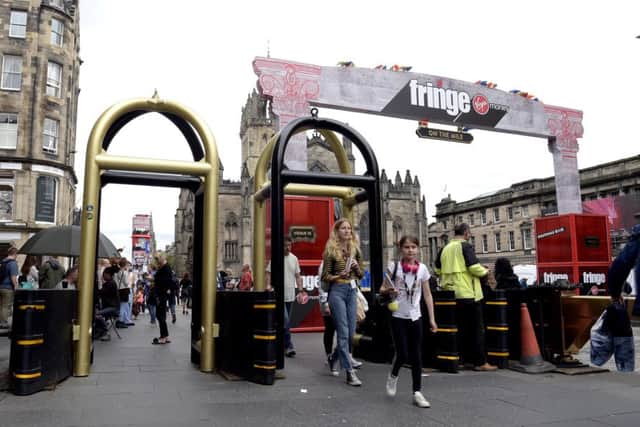 Barriers for the Edinburgh festival. Picture: Lisa Ferguson