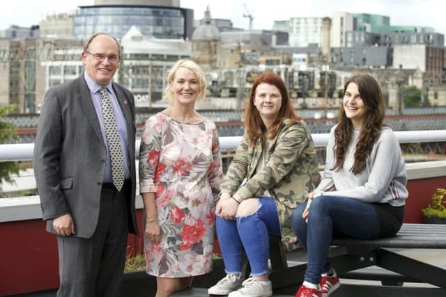 L to R: John Denholm and Kate Still with Trust ambassadors Rachel Smyth and Sophie Rose. Picture: Sandy Young