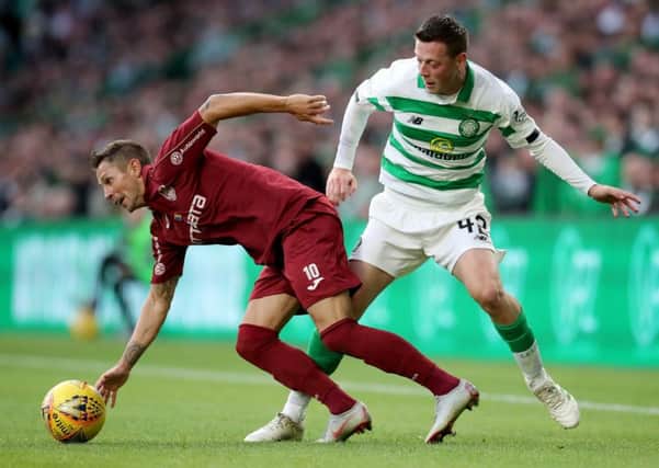 Celtic's Callum McGregor played at left-back against Cluj. Picture: Jane Barlow/PA Wire