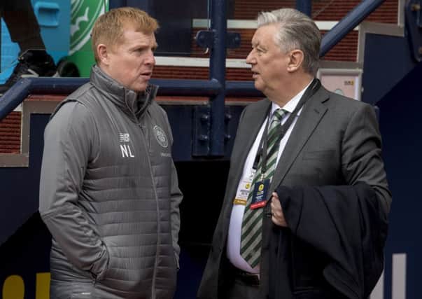 Celtic manager Neil Lennon with chief executive Peter Lawwell. Picture: SNS