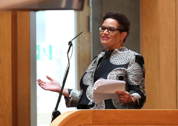 Scotland's Makar Jackie Kay speaks during a ceremony to mark the 20th anniversary of the the Scottish Parliament (Picture: Andrew Milligan/AFP/Getty Images)
