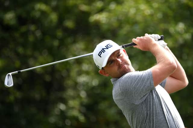 Liam Johnston tees off on the 13th during day two of the D+D Real Czech Masters at the Albatross Golf Resort in Prague. Picture: Ross Kinnaird/Getty Images