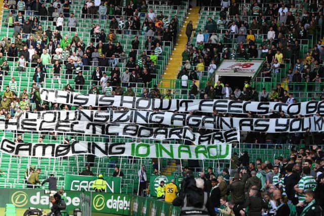 Celtic fans unfurl their tifo.