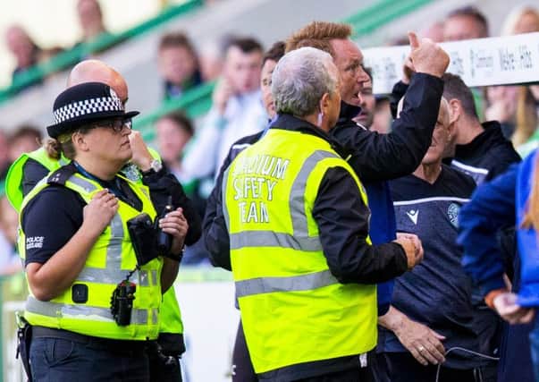 An angry Morton manager David Hopkin was sent to the stands. Picture: SNS