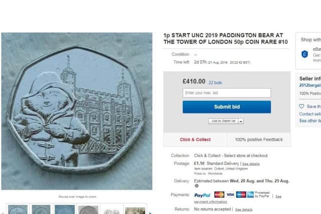 The new 50p coins are selling on eBay for hundreds of pounds.