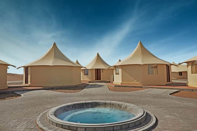 Opulent interiors await inside the 'tents' at Dunes by Al Nahda Resort & Spa