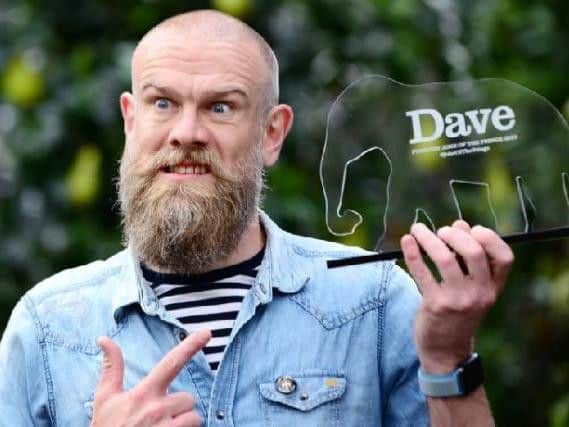 Olaf Falafel with his award for Dave's Funniest Joke at the Fringe. Picture: UKTV Dave/Martina Salvi
