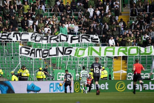 Celtic supporters made their feelings clear during the Betfred Cup win over Dunfermline. Picture: Craig WIlliamson/SNS