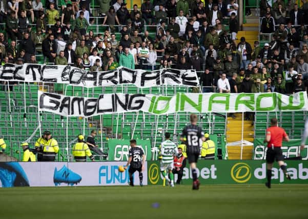 Celtic supporters made their feelings clear during the Betfred Cup win over Dunfermline. Picture: Craig WIlliamson/SNS