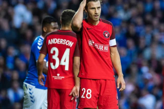 Erik Sviatchenko in action at Ibrox last week.