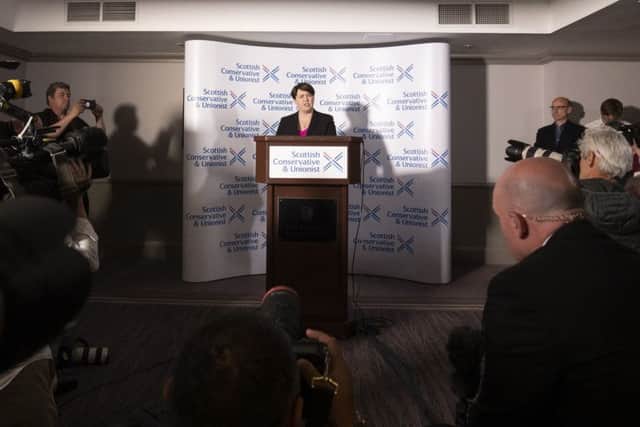 Ruth Davidson takes questions from the press following her announcement that she had resigned as leader of the Scottish Conservatives. Picture: Jane Barlow/PA Wire