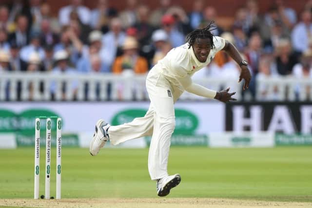 Jofra Archer bowled consistently above 90mph during his impressive Test debut at Lord's. Picture: Stu Forster/Getty Images