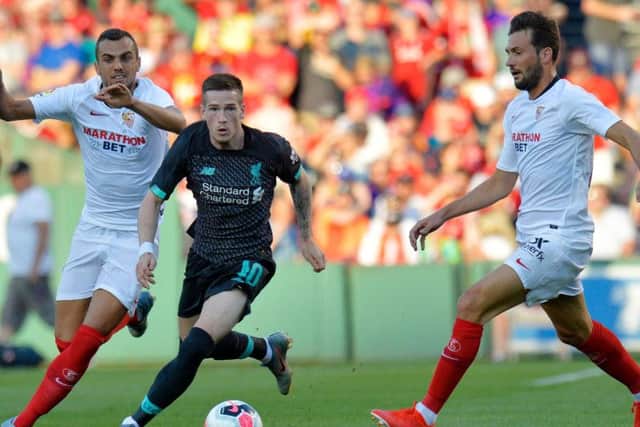 Ryan Kent in action for Liverpool against Sevilla in pre-season