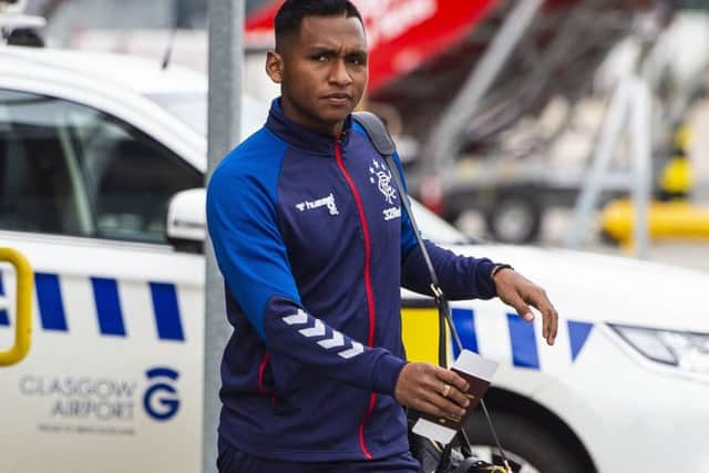 Rangers striker Alfredo Morelos departs for Poland ahead of the Europa League tie against Legia Warsaw. Picture: Ross MacDonald/SNS