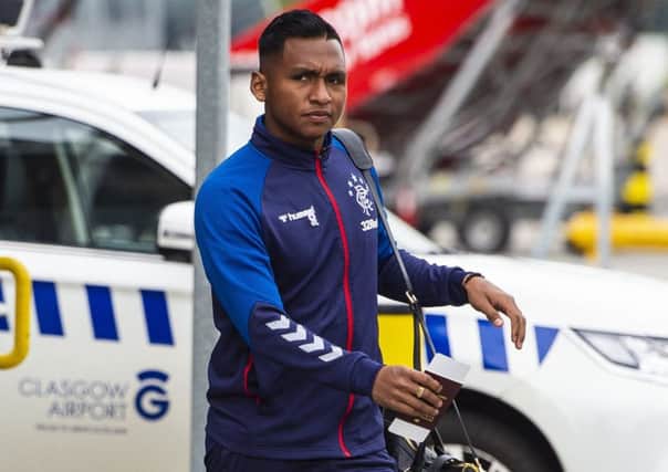 Rangers striker Alfredo Morelos departs for Poland ahead of the Europa League tie against Legia Warsaw. Picture: Ross MacDonald/SNS