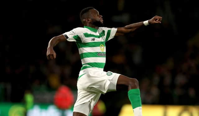 Celtic's Odsonne Edouard celebrates scoring his side's second goal against AIK. Picture: Andrew MIlligan/PA Wire
