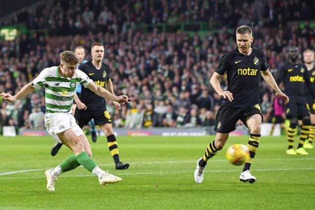 James Forrest scores the opener. Picture: SNS