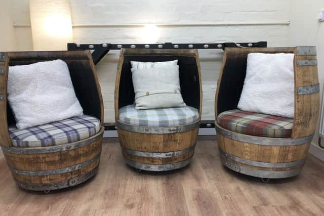 The Greenock firm recycles unwanted whisky barrels to create its oak furniture. Picture: Contributed