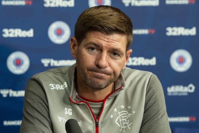 Steven Gerrard is frustrated that he has to talk about fan behaviour instead of his team's good form. Picture: Ross MacDonald/SNS