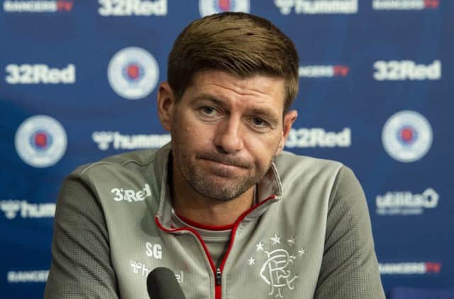 Steven Gerrard is frustrated that he has to talk about fan behaviour instead of his team's good form. Picture: Ross MacDonald/SNS