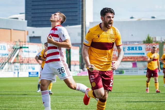 Motherwell's Liam Donnelly celebrates putting Motherwell two ahead.