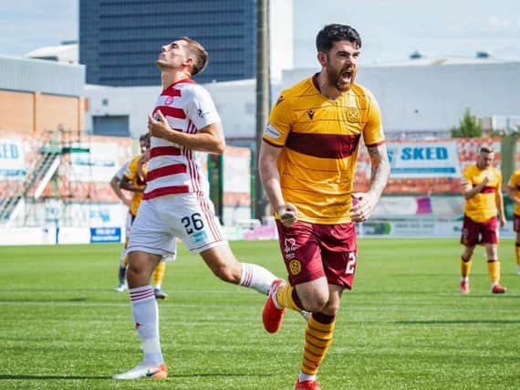 Motherwell's Liam Donnelly celebrates putting Motherwell two ahead.