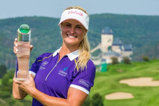 Carly Booth celebrates her victory in Czech Republic. Picture: Tristan Jones