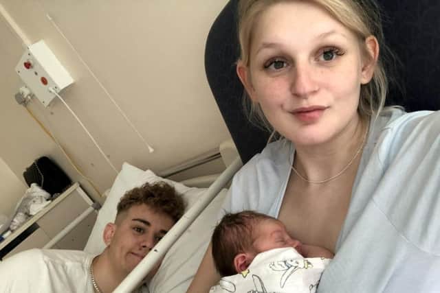 New dad Kyle, was out shopping for baby clothes for the arrival of his firstborn child, Emilia, on August 5, when he said he was "assaulted" by the security guard. Picture: SWNS