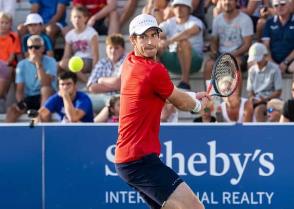 Andy Murray prepares to unleash a backhand during his 6-0, 6-1 win over teenager Imran Sibille at the Rafa Nadal Open. Picture: Rafa Nadal Sports Centre/PA Wire