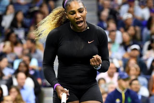 Serena Williams reacts during her thumping win over Maria Sharapova. Picture: Emilee Chinn/Getty Images