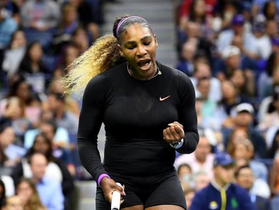 Serena Williams reacts during her thumping win over Maria Sharapova. Picture: Emilee Chinn/Getty Images