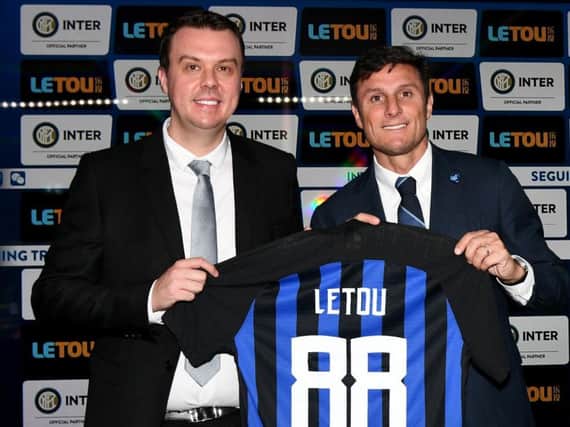 Paul Fox (left) and Javier Zanetti, former Inter Milan player and now vice-president at the Italian club. Picture: Claudio Villa.