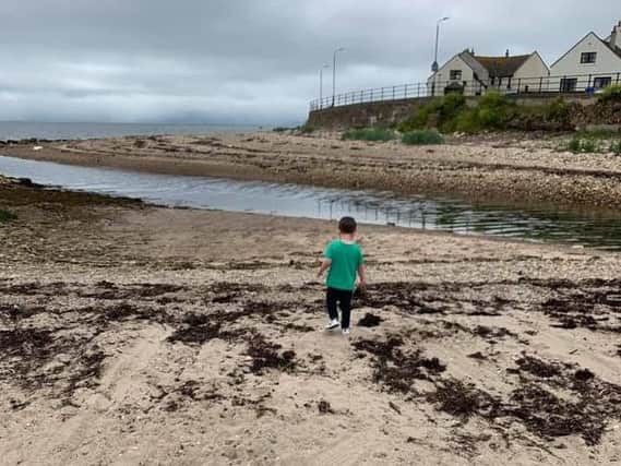 Ms Stirling discovered the rocks at Blackwaterfoot on Arran while playing with her son Logan, three, on holiday. PIC: Contributed.