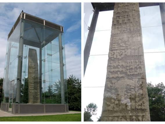 Sueno's Stone is now protected by a plastic box and remains a formidable landmark on the edges of Forres. It is one of the few Pictish-era stones to remain complete and in its original location. PIC: Creative Commons/Scott.