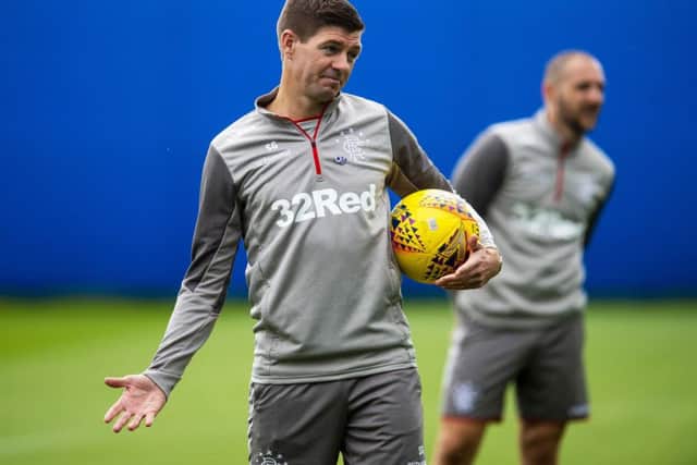 Rangers manager Steven Gerrard at a training session ahead of the clash with Legia Warsaw. Picture: Ross MacDonald/SNS