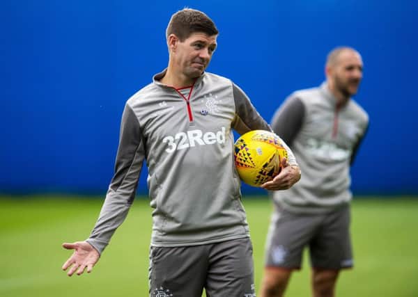 Rangers manager Steven Gerrard at a training session ahead of the clash with Legia Warsaw. Picture: Ross MacDonald/SNS