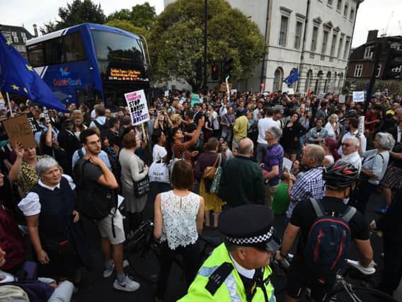 Protesters in Westminster. Picture: PA