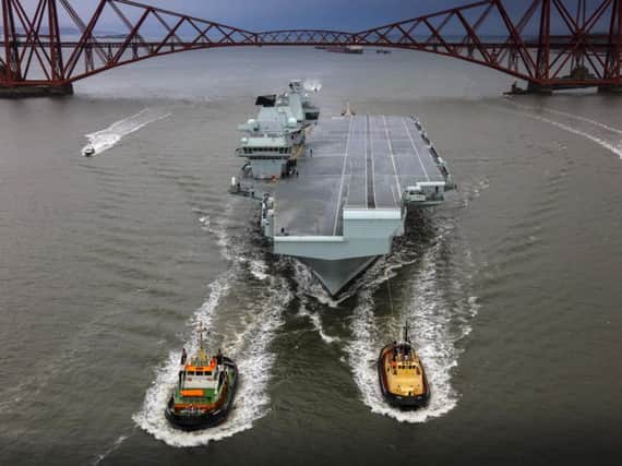 HMS Queen Elizabeth in the Firth of Forth earlier this year. Picture: PA